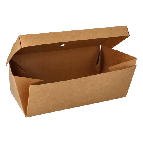 Papstar 200x Burgerboxen (Faltbar), Pappe, Serie: Pure, Braun, 13x25x10cm