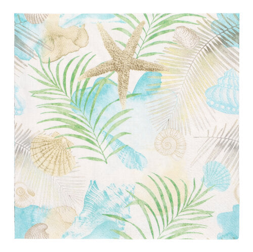 Papstar 10x 20 Servietten, 3-lagig 1/4-Falz 33 cm x 33 cm "Seaside"