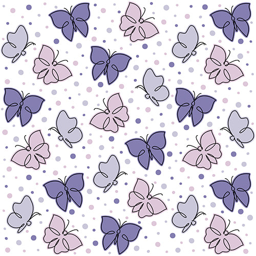 Papstar 12x 30 Servietten, 3-lagig 1/4-Falz 33 cm x 33 cm lila "Papillons"