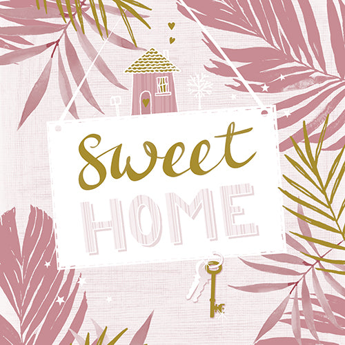 Papstar 12x 30 Servietten, 3-lagig 1/4-Falz 33 cm x 33 cm rosa "Sweet Home"