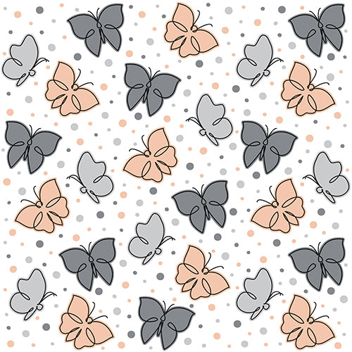 Papstar 12x 30 Servietten, 3-lagig 1/4-Falz 33 cm x 33 cm grau "Papillons"