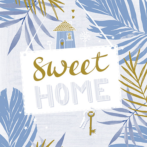 Papstar 12x 30 Servietten, 3-lagig 1/4-Falz 33 cm x 33 cm blau "Sweet Home"