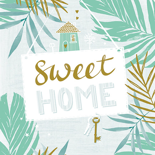 Papstar 12x 30 Servietten, 3-lagig 1/4-Falz 33 cm x 33 cm mint "Sweet Home"