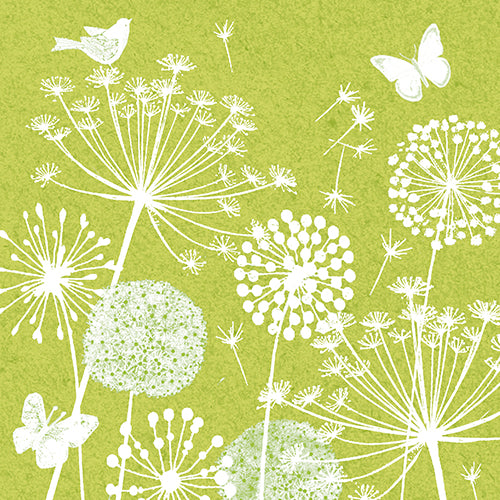 Papstar 12x 30 Servietten, 3-lagig 1/4-Falz 33 cm x 33 cm limonengrün "Meadow"