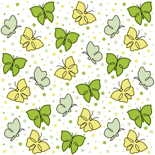 Papstar 12x 30 Servietten, 3-lagig 1/4-Falz 33 cm x 33 cm limonengrün "Papillons"