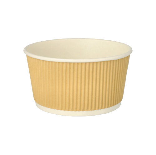 Papstar 20x 25 Suppenbecher, Pappe rund 720 ml Ø 13,5 cm · 7,3 cm braun/weiss Ripple Wall