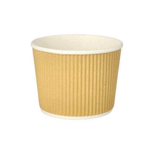 Papstar 20x 25 Suppenbecher, Pappe rund 520 ml Ø 11 cm · 8,4 cm braun/weiss Ripple Wall