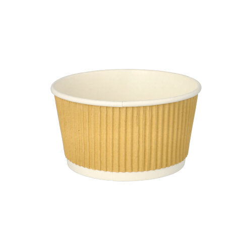 Papstar 20x 25 Suppenbecher, Pappe rund 380 ml Ø 11 cm · 5,8 cm braun/weiss Ripple Wall