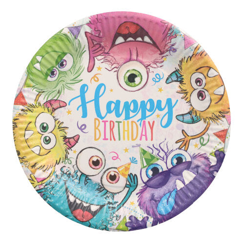 Papstar 200 Teller"Funny Monsters" rund, Material: Pappe, Durchmesser: 23cm