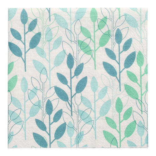 Papstar 10x 20 Servietten, 3-lagig 1/4-Falz 33 cm x 33 cm blau "Branches"