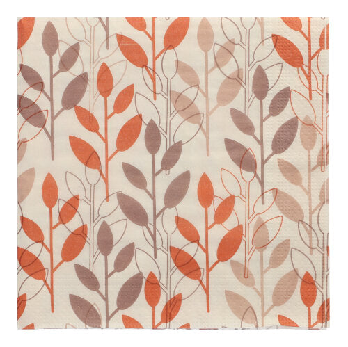 Papstar 10x 20 Servietten, 3-lagig 1/4-Falz 33 cm x 33 cm rost "Branches"