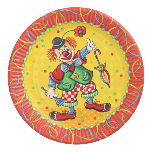 Papstar 500 Teller "Clown", Material: Pappe, Durchmesser: 23cm