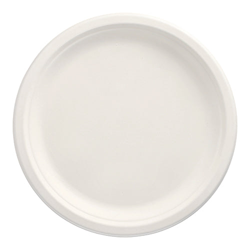 Papstar 1x 100 Teller, Zuckerrohr "pure" ungeteilt Ø 26 cm · 2 cm weiss