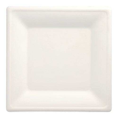 Papstar 1x 100 Teller, Zuckerrohr "pure" eckig 26 cm x 26 cm weiss