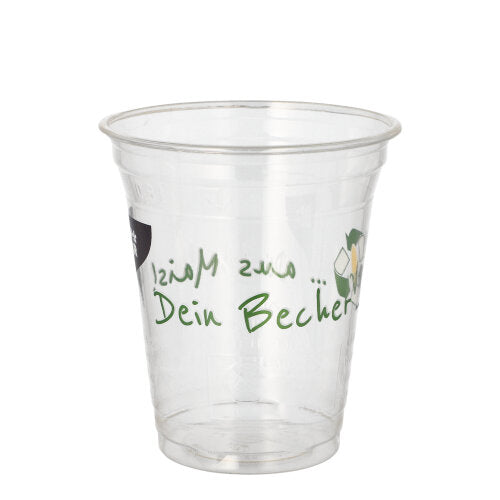 Papstar 800x Trinkbecher (Für Kaltgetränke), Polylactid, Transparent, Inhalt: 300ml, Durchmesser: 9,5cm, Höhe: 10,7cm