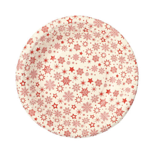 Papstar 24x 30 Schalen, Pappe rund Ø 19 cm · 3 cm weiss "Snöflinga"