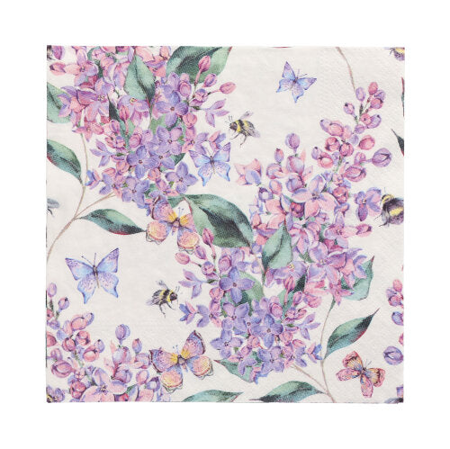 Papstar 10x 20 Servietten, 3-lagig 1/4-Falz 33 cm x 33 cm "Lilac Dream"