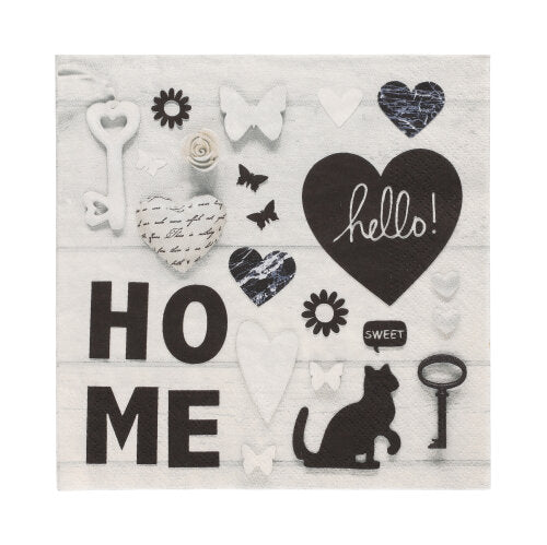 Papstar 10x 20 Servietten, 3-lagig 1/4-Falz 33 cm x 33 cm "Home"