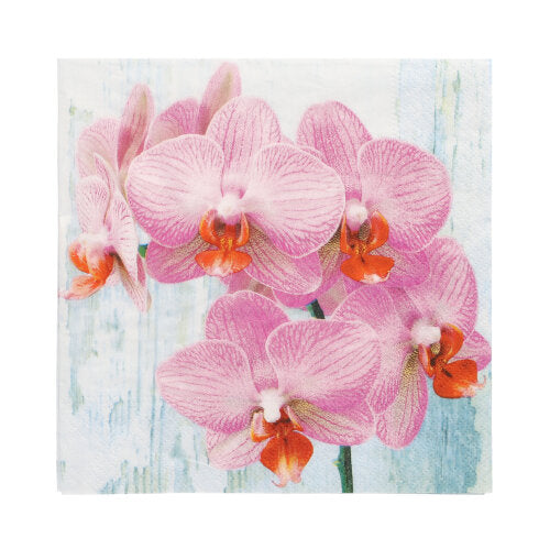 Papstar 10x 20 Servietten, 3-lagig 1/4-Falz 33 cm x 33 cm "Phalaenopsis"