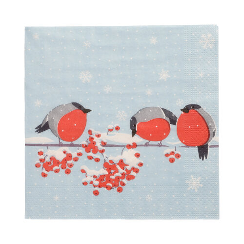 Papstar 300 Servietten, 3-lagig 1/4-Falz 33 cm x 33 cm "Red Gorded Birds"
