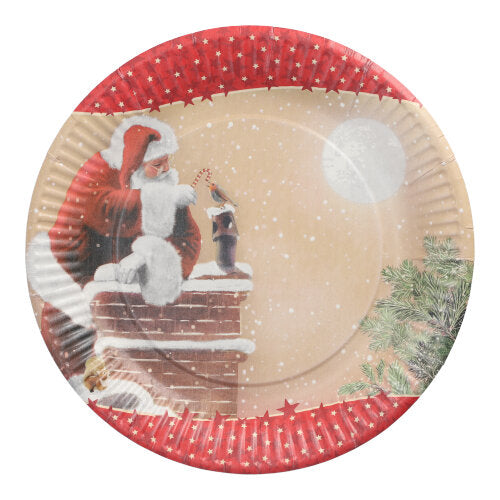 Papstar 20x 10 Teller, Pappe rund Ø 23 cm "Dans la Cheminee"