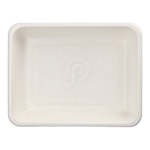 Papstar 6x 50 Siegelschalen Zuckerrohr, PLA beschichtet ungeteilt 1300 ml 4,9 cm x 22,7 cm x 17,8 cm