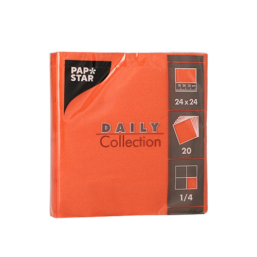 Papstar 400 Servietten, Nektarine, Serie: DAILY Collection, 1/4-Falz, 24x24cm