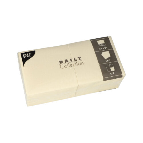 Papstar 900 Servietten, Champagner, Serie: DAILY Collection. 1/4-Falz, 24x24cm