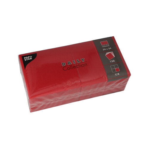 Papstar 900 Servietten, Bordeaux, Serie: DAILY Collection, 1/4-Falz, 24x24cm