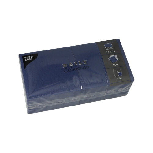 Papstar 900 Servietten, Dunkelblau, Serie: DAILY Collection. 1/4-Falz, 24x24cm