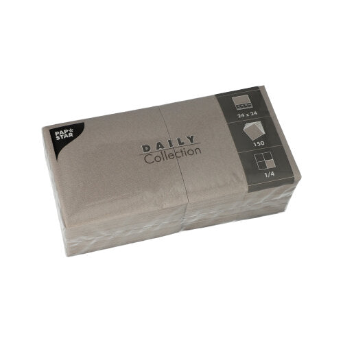 Papstar 900 Servietten, Grau, Serie: DAILY Collection, 1/4-Falz, 24x24cm