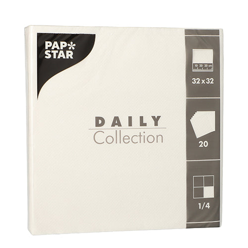 Papstar 300 Servietten, Weiß, Serie: DAILY Collection, 1/4-Falz, 32x32cm