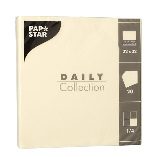 Papstar 300 Servietten, Champagner, Serie: DAILY Collection, 1/4-Falz, 32x32cm