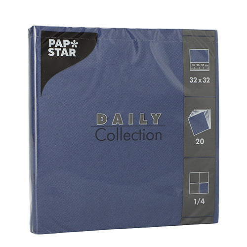 Papstar 300 Servietten, Dunkelblau, Serie: DAILY Collection, 1/4-Falz, 32x32cm