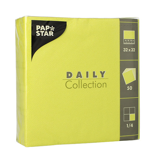 Papstar 700 Servietten, Limonengrün, Serie: DAILY Collection, 1/4-Falz, 32x32cm
