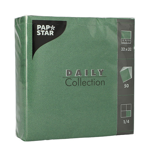 Papstar 700 Servietten, Dunkelgrün, Serie: DAILY Collection, 1/4-Falz, 32x32cm