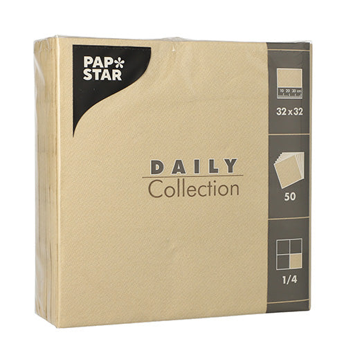 Papstar 700 Servietten, Sand, Serie: DAILY Collection, 1/4-Falz, 32x32cm