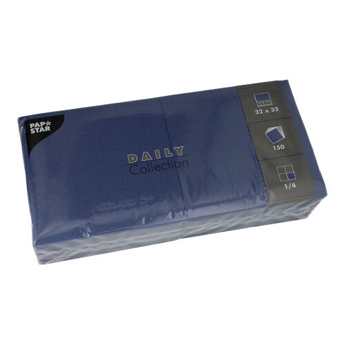 Papstar 900 Servietten, Dunkelblau, Serie: DAILY Collection, 1/4-Falz, 32x32cm
