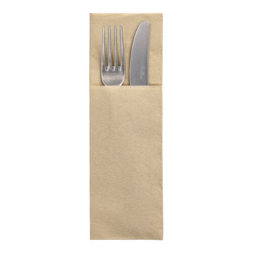 Papstar 400 Servietten, Sandfarbig, inkl. Besteckfalz, Serie: DAILY Collection, 48x30cm
