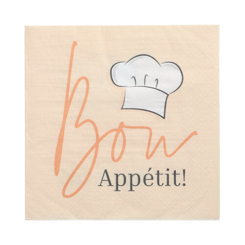 Papstar 12x 30 Servietten, 3-lagig 1/4-Falz 33 cm x 33 cm "Bon Appétit"