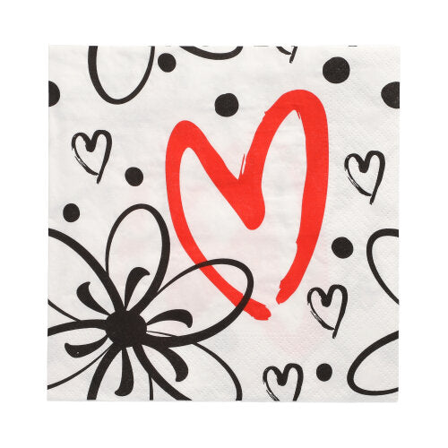 Papstar 12x 30 Servietten, 3-lagig 1/4-Falz 33 cm x 33 cm "Red Heart"