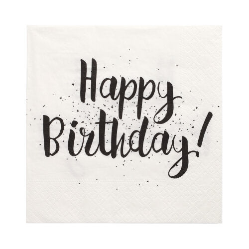 Papstar 12x 30 Servietten, 3-lagig 1/4-Falz 33 cm x 33 cm "Happy Birthday"