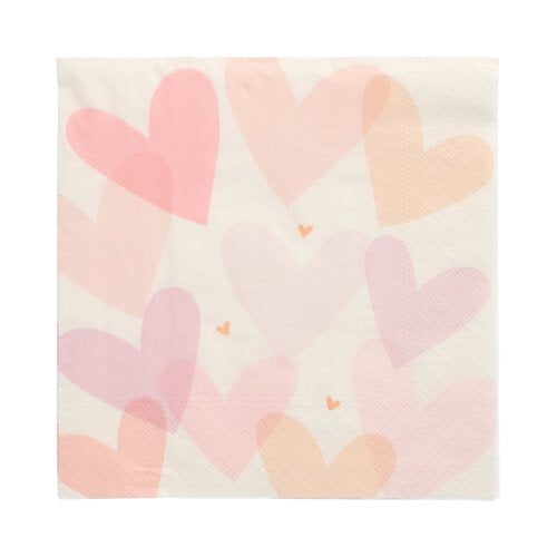 Papstar 10x 20 Servietten, 3-lagig 1/4-Falz 33 cm x 33 cm "Pastell Hearts"