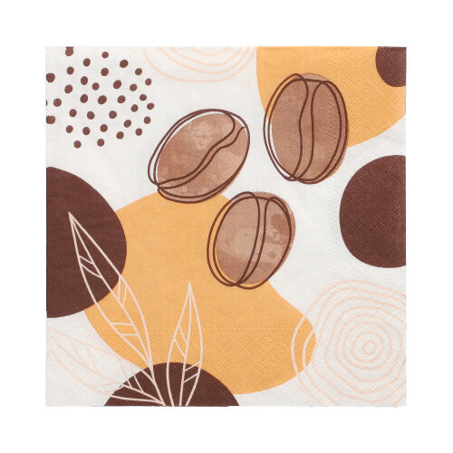 Papstar 10x 20 Servietten, 3-lagig 1/4-Falz 33 cm x 33 cm "Coffee Beans"