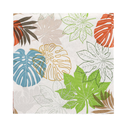 Papstar 10x 20 Servietten, 3-lagig 1/4-Falz 33 cm x 33 cm "Various Leaves"