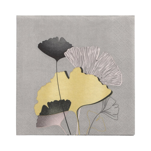 Papstar 10x 20 Servietten, 3-lagig 1/4-Falz 33 cm x 33 cm "Golden Ginko"
