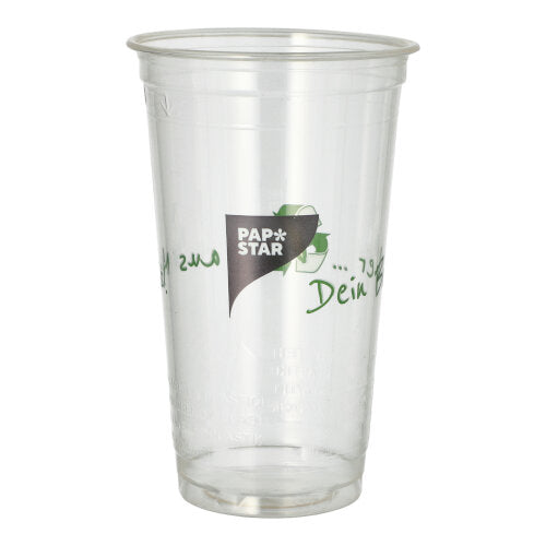 Papstar 800x Trinkbecher (Für Kaltgetränke), Polylactid, Transparent, Inhalt: 500ml, Durchmesser: 9,5cm, Höhe: 15,1cm