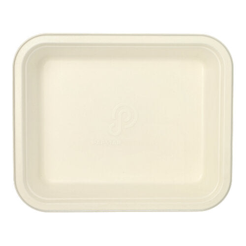 Papstar 100x Gastronorm-Behälter GN 1/2 Zuckerrohr, PLA beschichtet eckig 4 l 6,5 cm x 32,5 cm x 26,5 cm weiss