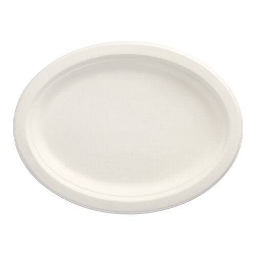 Papstar 10x 50 Teller, Zuckerrohr "pure" oval 26 cm x 20 cm x 2 cm weiss