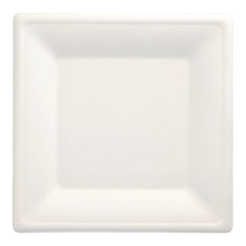 Papstar 8x 50 Teller, Zuckerrohr "pure" eckig 26 cm x 26 cm weiss
